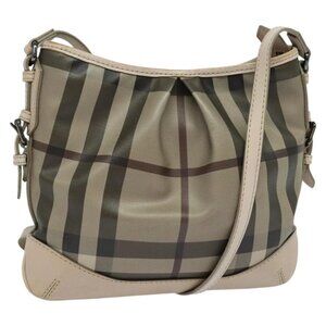 BURBERRY Nova Check Shoulder Bag PVC Khaki Auth BA711